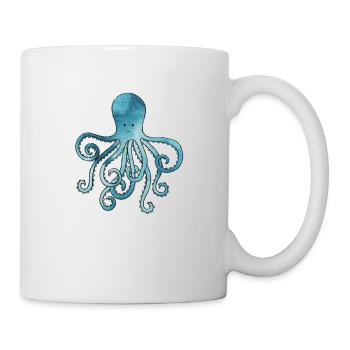 Oktopus blau aquarell - Tasse - Weiß - Rechts