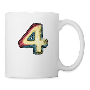4 Zahl Bunt - Tasse - Weiß - Rechts