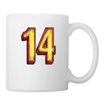 14 Zahl Bunt - Tasse - Weiß - Rechts