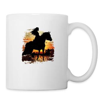 Retro Vintage Sunset Horse Riding Girl - Mug - white - Right
