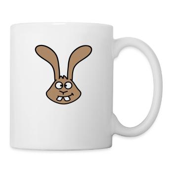 Rabbit looks squints grimace funny silly smile - Mug - white - Right