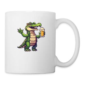 Alligator Pixel Bier - Tasse - Weiß - Rechts