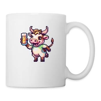 Kuh Pixel Bier - Tasse - Weiß - Rechts