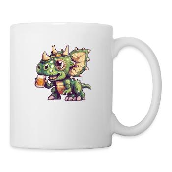 Dinosaurier triceratops Pixel Bier - Tasse - Weiß - Rechts