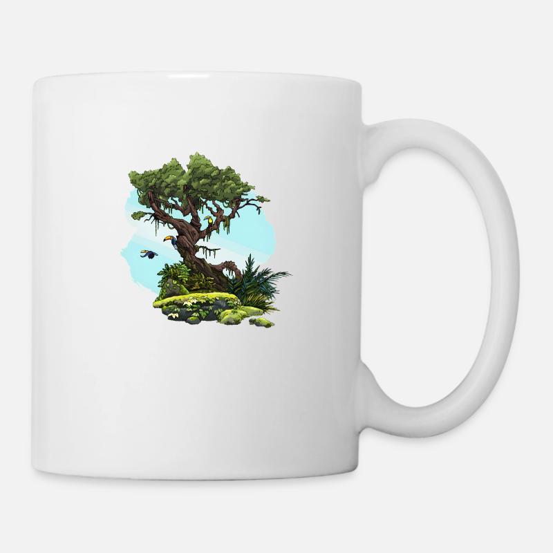 Der große Baum und die Tukane - Tasse - Weiß