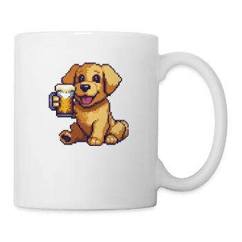 Golden Retriever Hunde Pixel Bier Lustig - Tasse - Weiß - Rechts