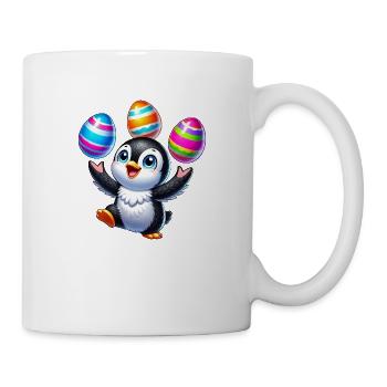 Pinguin jongliert bunte Ostereier Ostern - Tasse - Weiß - Rechts