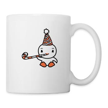 Vogel Party feiern Hut Tröte Geburtstag Silvester - Tasse - Weiß - Rechts