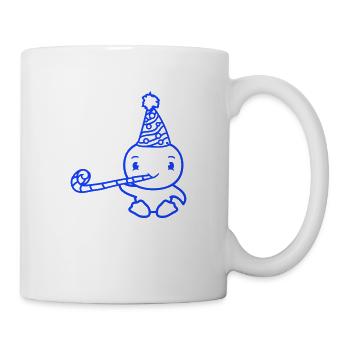 Vogel Party feiern Hut Tröte Geburtstag Silvester - Tasse - Weiß - Rechts