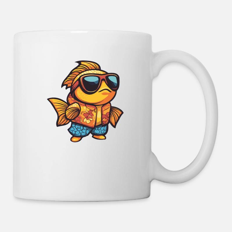 Goldfische Comic Lustig Sommer - Tasse - Weiß