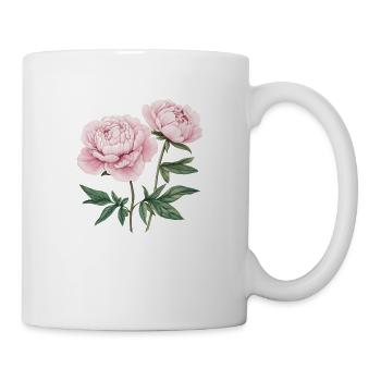 2 Pfingstrosen - Tasse - Weiß - Rechts