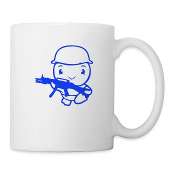Ente Soldat Armee Berufssoldat Helm Waffe rennt - Tasse - Weiß - Rechts