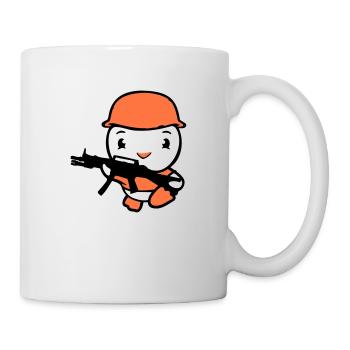 Ente Soldat Armee Berufssoldat Helm Waffe rennt - Tasse - Weiß - Rechts