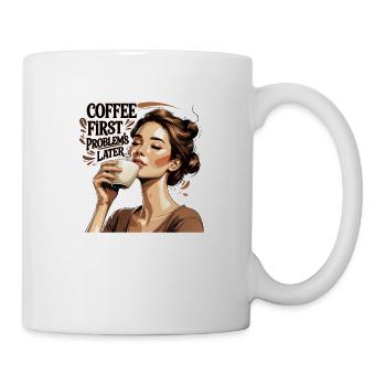 Le café d’abord : des problèmes plus tard - Mug blanc - blanc - Droite