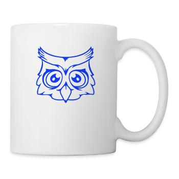 Eule Vogel Uhu Nachtvogel Schleiereule Kauz Comic - Tasse - Weiß - Rechts
