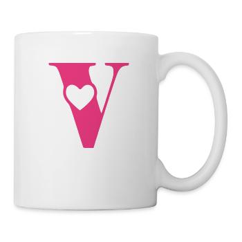 Letter v Initial letter with heart - Mug - white - Right