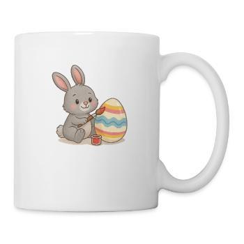 Osterhase bemalt Ei – Niedliches Osterdesign - Tasse - Weiß - Rechts