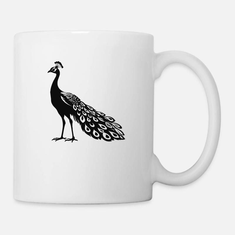 Pfau - Vogel Sticker - Tasse - Weiß
