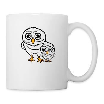 2 Owls Dad Mom Child Baby Family Mother Father - Mug - white - Right