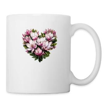 Heart, Flower Heart, Magnolias, Flowers, pink - Mug - white - Right