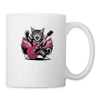 Rocking Cat with Electric Guitar – Wild Music Design - Mug - white - Right