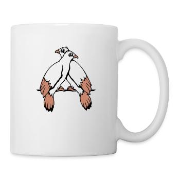 2 Tauben Vögel zwei Freunde sitzten Kabel Paar - Tasse - Weiß - Rechts