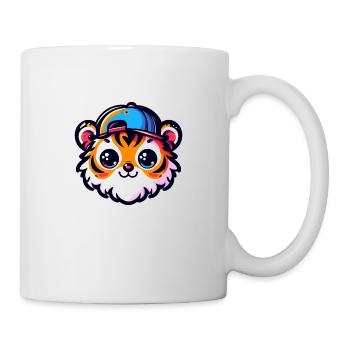 Kawaii Tigerkopf mit Kappe - Tasse - Weiß - Rechts
