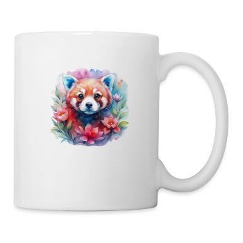 Süße Rote Panda in Blumen - Tasse - Weiß - Rechts