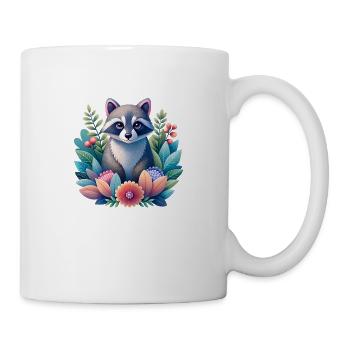 Magischer Waschbär in Blumen - Tasse - Weiß - Rechts
