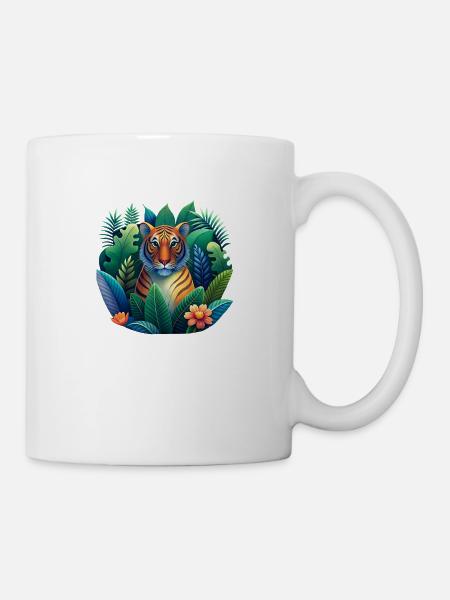 Kraftvolle Tiger-Illustration - Tasse - Weiß