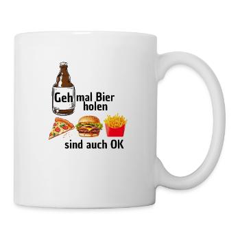 Geh mal Bier holen Shirt - Tasse - Weiß - Rechts