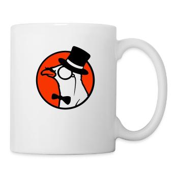 Sir Vogel Zylinder Hut Monokel Brille reicher Herr - Tasse - Weiß - Rechts