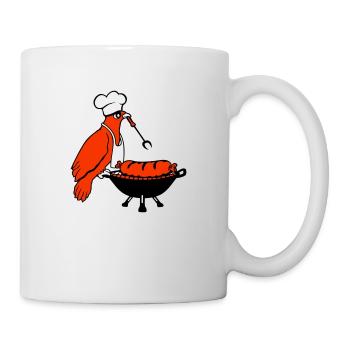 Bird grilling sausage grilling delicious eating sausages - Mug - white - Right