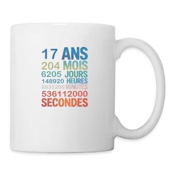 17 Ans – Le Temps en Secondes, Minutes - Tasse - Weiß - Rechts