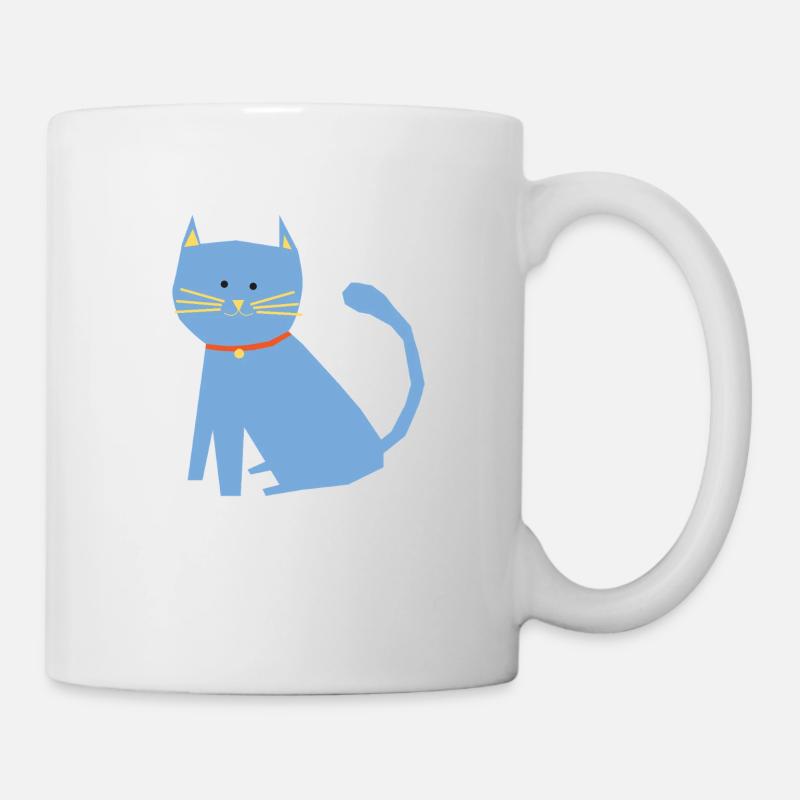 Blaue Katze - Tasse - Weiß