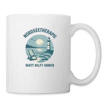 Nordseetherapie - Watt hilft immer - Tasse - Weiß - Rechts