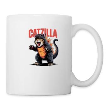 CATZILLA – Lustige Katzenmonster T-Shirt - Tasse - Weiß - Rechts