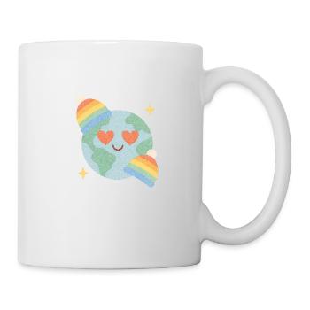 Regenbogen Erde – Pride Planet Design - Tasse - Weiß - Rechts