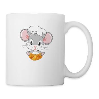 Cute peeking chef mouse with a croissant - Mug - white - Right