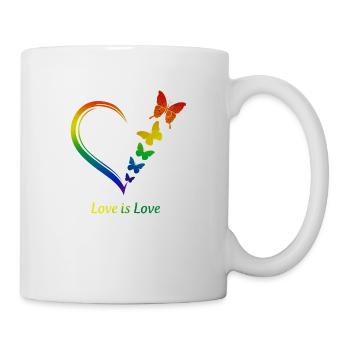 Rainbow Heart Butterflies "Love is Love" - Mug - white - Right