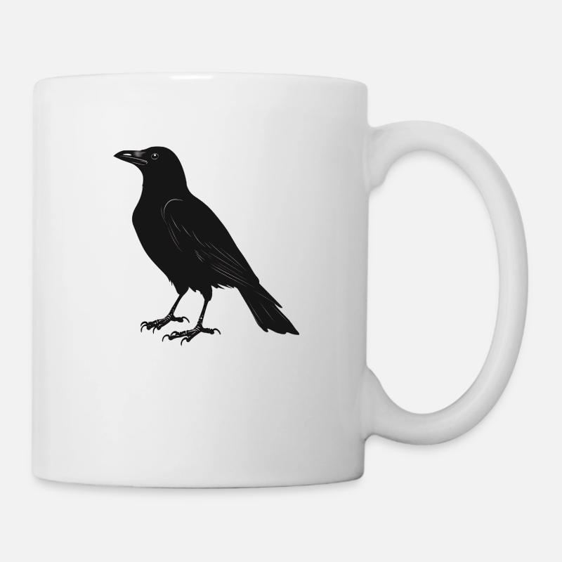 schwarzer Vogel - Tasse - Weiß
