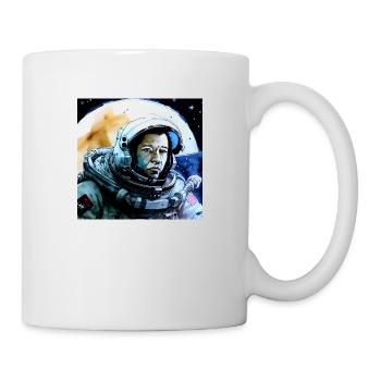 Astronaut im Weltraum vor Mond - Tasse - Weiß - Rechts