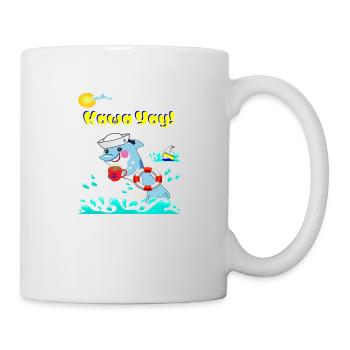 Dolphin With a Cyber Citrus Coffee Vibe: Kawa Yay - Mug - white - Right