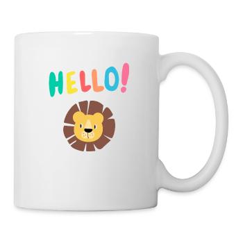 Hello Löwe - Löwenkopf - Geschenkidee - Kinder - Tasse - Weiß - Rechts