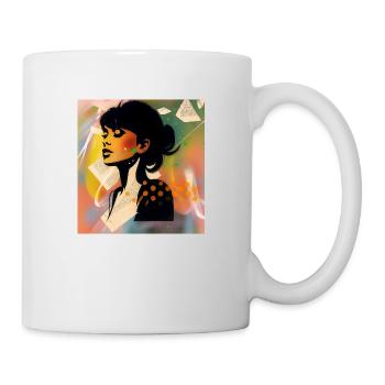Silhouette femme omikly couleur tag graff yeux - Mug blanc - blanc - Droite