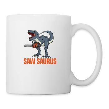 Saw Saurus Dino mit Kettensäge Fun Design - Tasse - Weiß - Rechts