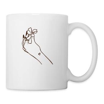 Hand mit Blüte - Tasse - Weiß - Rechts