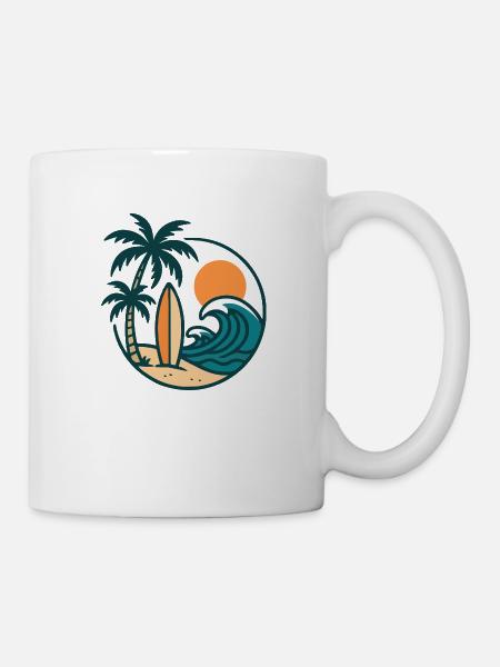 insel surfbrett - Tasse - Weiß