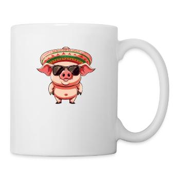 Cochon Bande Dessinée Drôle Sombrero - Mug blanc - blanc - Droite