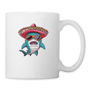 Hai Comic Lustig Sombrero - Tasse - Weiß - Rechts